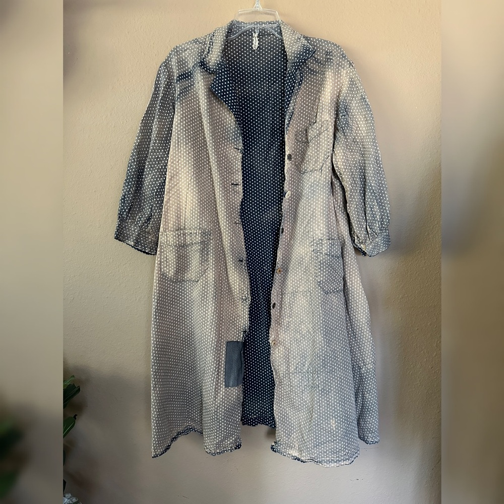 Magnolia Pearl MP Vintage Polka Dot Sun Faded Hudson Smock Dress Duster